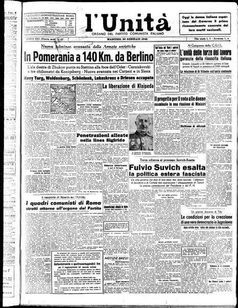 L'Unità : organo centrale del Partito comunista italiano